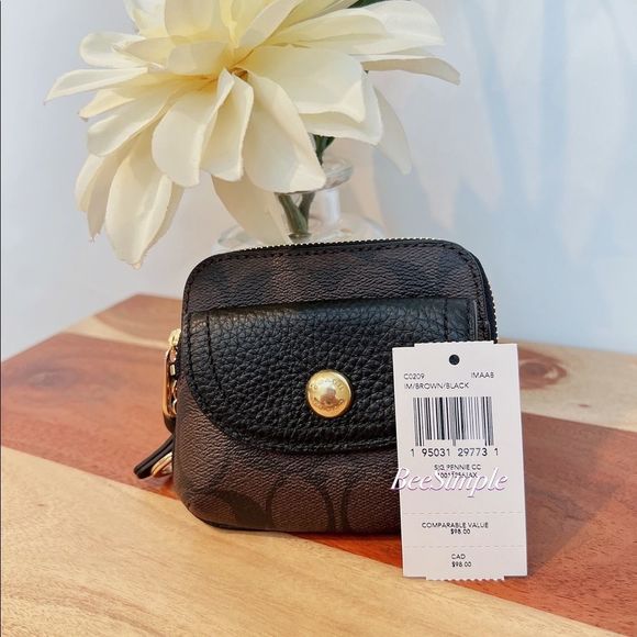 NWT Coach Pennie Card Case In Signature Canvas - Picture 6 of 6